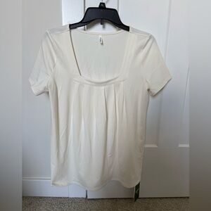 HALARA Cream Square-Neck Short Sleeve Top size S